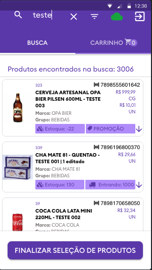 Tela do sistema